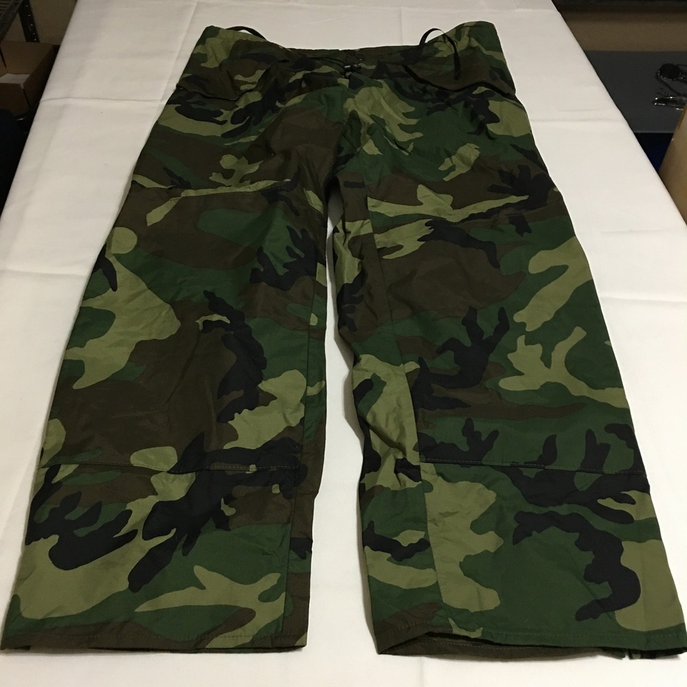 ECWCS Woodland Camo Pants Large Regular Green Military Gore-Tex Style Trousers